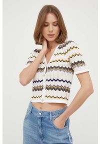 Morgan kardigan damski lekki. Materiał: dzianina. Długość rękawa: krótki rękaw. Długość: krótkie #4