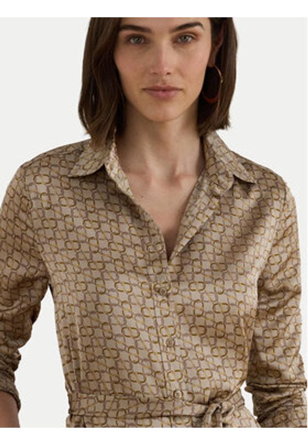 Lauren Ralph Lauren - LAUREN RALPH LAUREN Sukienka koszulowa 200979803001 Beżowy Regular Fit. Kolor: beżowy. Materiał: syntetyk. Typ sukienki: koszulowe