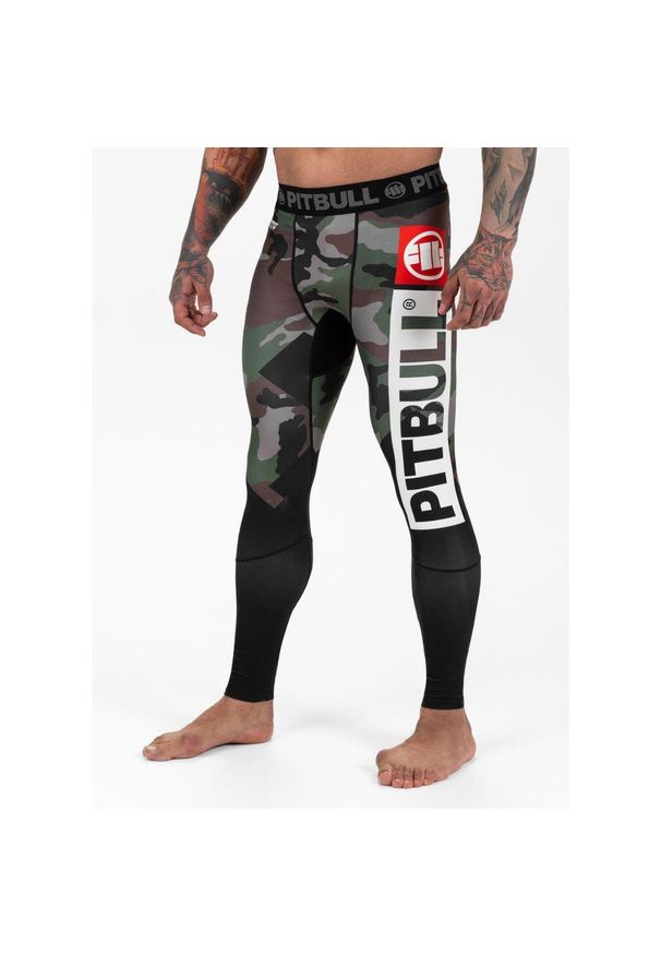 PITBULL - Legginsy dla dorosłych techniczne sportowe Cross Camo. Kolor: brązowy, zielony, czarny, wielokolorowy