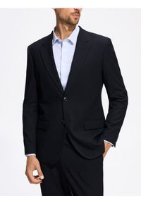 Reserved - Marynarka slim fit z wiskozą - granatowy. Kolor: niebieski. Materiał: wiskoza #1