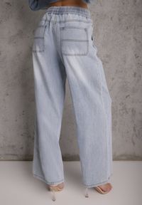 Renee - Niebieskie Szerokie Jeansy z Bawełną i Lyocellem i Wiązanym Sznurkiem Lailai. Okazja: na spacer, na co dzień. Kolor: niebieski. Styl: casual #8