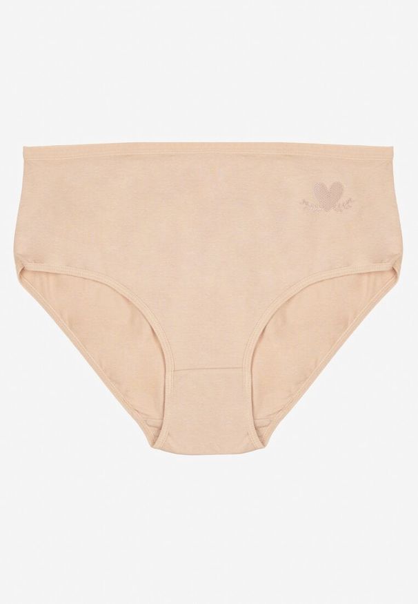 Born2be - Beżowe Gładkie Majtki Figi z Bawełny Idina. Kolekcja: plus size. Kolor: beżowy. Materiał: bawełna. Wzór: gładki