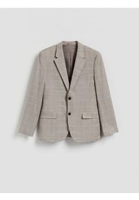 Reserved - Marynarka slim fit z wiskozą - brązowy. Kolor: brązowy. Materiał: wiskoza #1