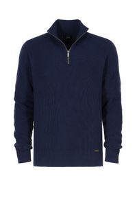 Ochnik - Sweter męski. Kolor: niebieski. Materiał: bawełna. Długość: długie