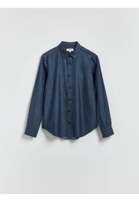 Reserved - Bawełniana koszula slim fit - indigo jeans. Materiał: jeans, bawełna