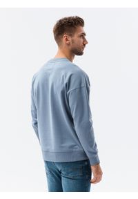 Ombre Clothing - Bluza męska bez kaptura z kieszonką - niebieska V8 B1277 - XXL. Typ kołnierza: bez kaptura. Kolor: niebieski. Materiał: bawełna