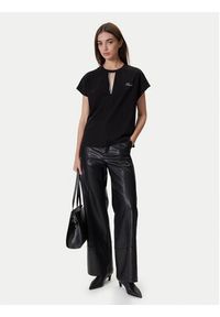 Karl Lagerfeld - KARL LAGERFELD Bluzka A4W17046 Czarny Relaxed Fit. Typ kołnierza: dekolt w karo. Kolor: czarny. Materiał: bawełna #3