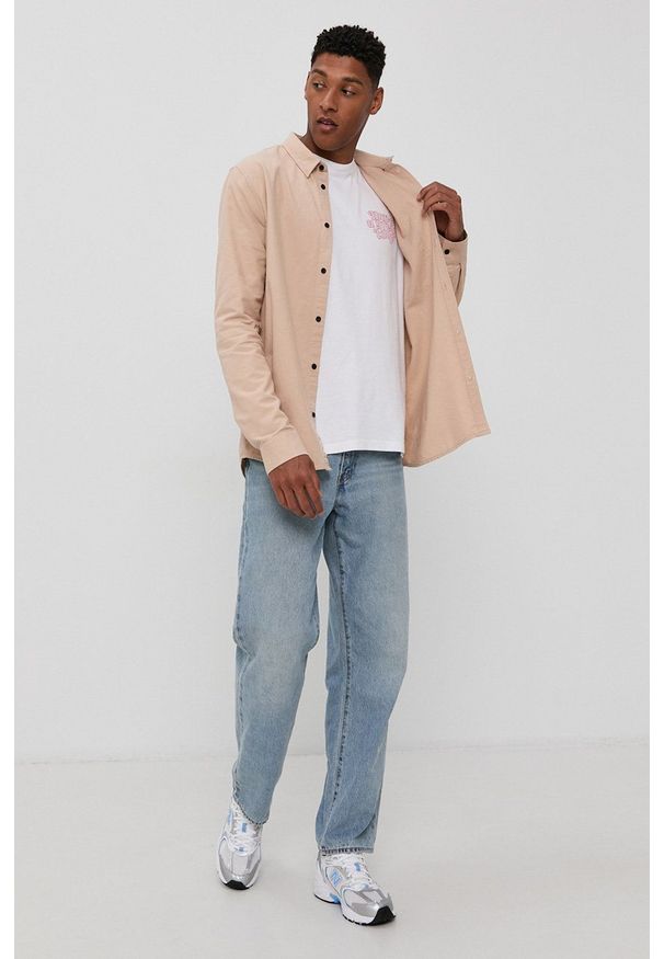Dr. Denim - Longsleeve. Kolor: biały. Materiał: denim. Długość rękawa: długi rękaw. Wzór: nadruk