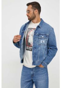 Calvin Klein Jeans kurtka jeansowa męska kolor niebieski przejściowa oversize. Kolor: niebieski. Materiał: bawełna, denim #5