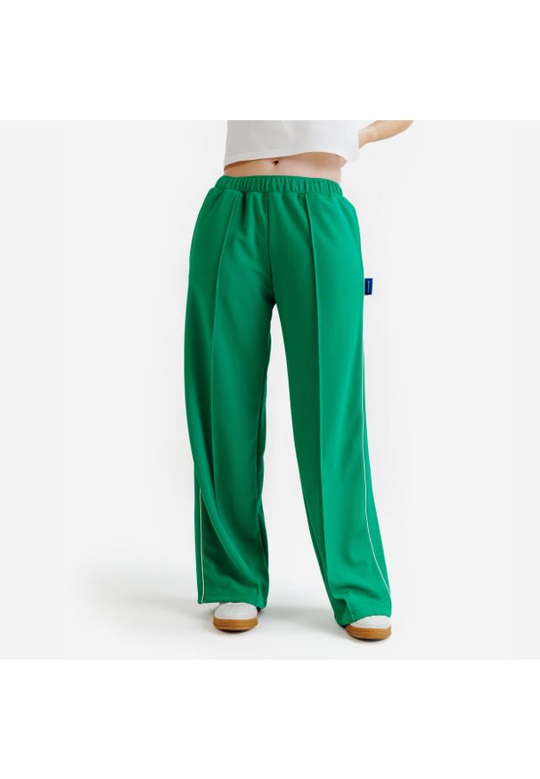 Decathlon - Spodnie dresowe damskie Heritage. Kolor: zielony. Materiał: poliester, materiał