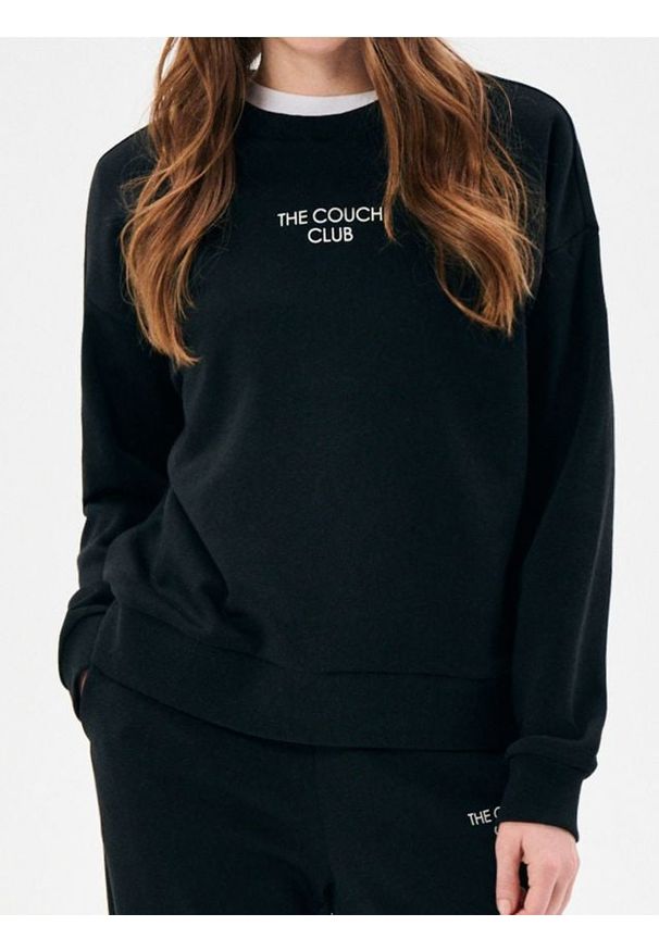 Sinsay - Bluza crewneck z napisem - czarny. Kolor: czarny. Wzór: napisy