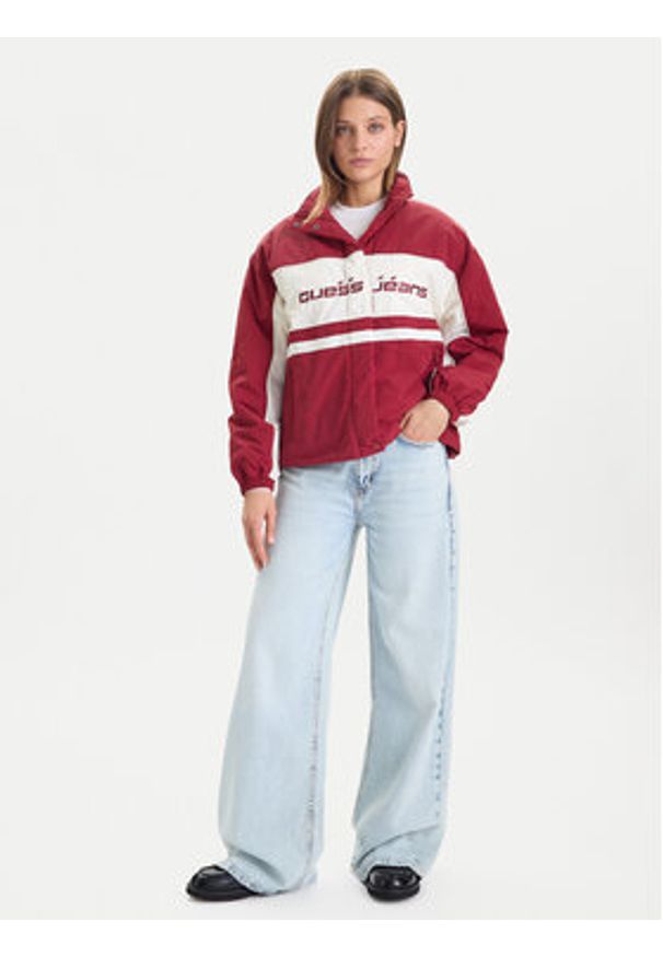 Guess Jeans Kurtka przejściowa W5BL11 WGYL2 Czerwony Regular Fit. Kolor: czerwony. Materiał: syntetyk