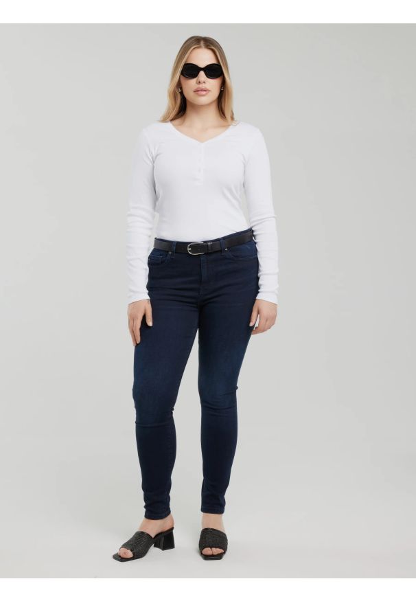 Big-Star - Jeansy damskie skinny granatowe Adela 730. Stan: podwyższony. Kolor: niebieski