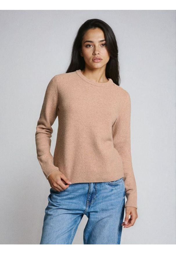 Sinsay - Sweter z domieszką wełny - beżowy. Kolor: beżowy. Materiał: wełna