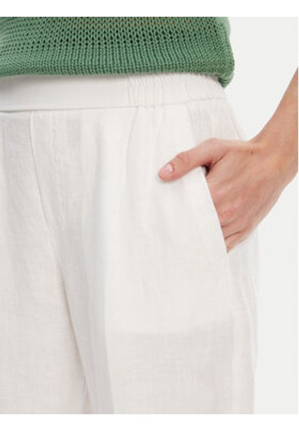 United Colors of Benetton - United Colors Of Benetton Spodnie materiałowe 4AGH558X5 Écru Straight Fit. Materiał: len