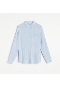 Reserved - Gładka koszula z wiskozy - Niebieski. Kolor: niebieski. Materiał: wiskoza. Wzór: gładki #1