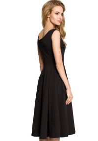 Sukienki.shop - Sukienka wieczorowa rozkloszowana z dekoltem V czarna. Okazja: na ślub cywilny, na wesele, na imprezę. Kolor: czarny. Styl: wizytowy #2