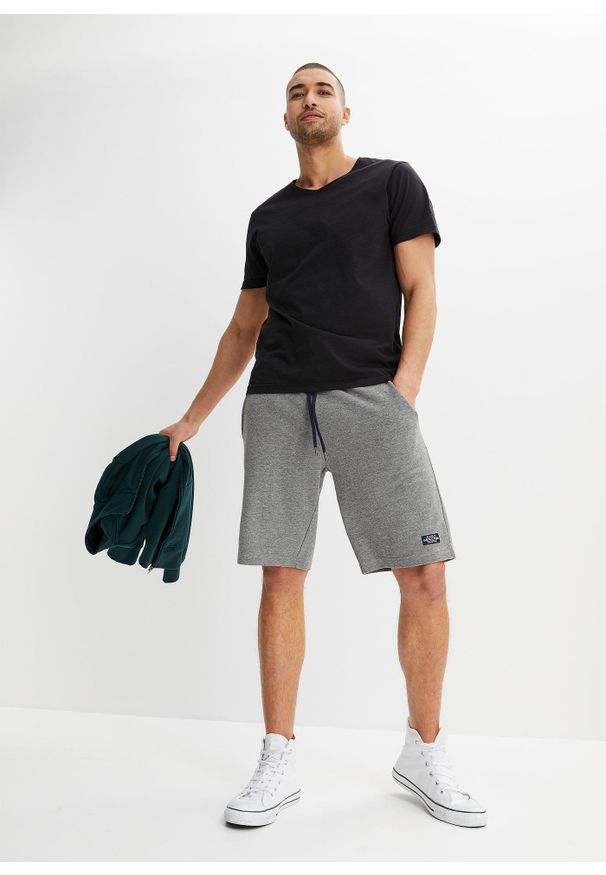 bonprix - Bermudy dresowe (2 pary). Kolor: niebieski. Materiał: dresówka