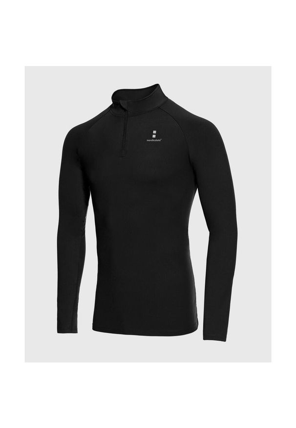 NORDICDOTS - Koszulka z długim rękawem męska Performance. Typ kołnierza: golf. Kolor: czarny. Materiał: nylon, elastan. Długość rękawa: długi rękaw. Długość: długie. Sport: tenis, golf