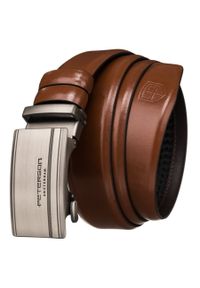Pasek męski Peterson PTN A006 BROWN brązowy. Kolor: brązowy. Materiał: jeans, skóra