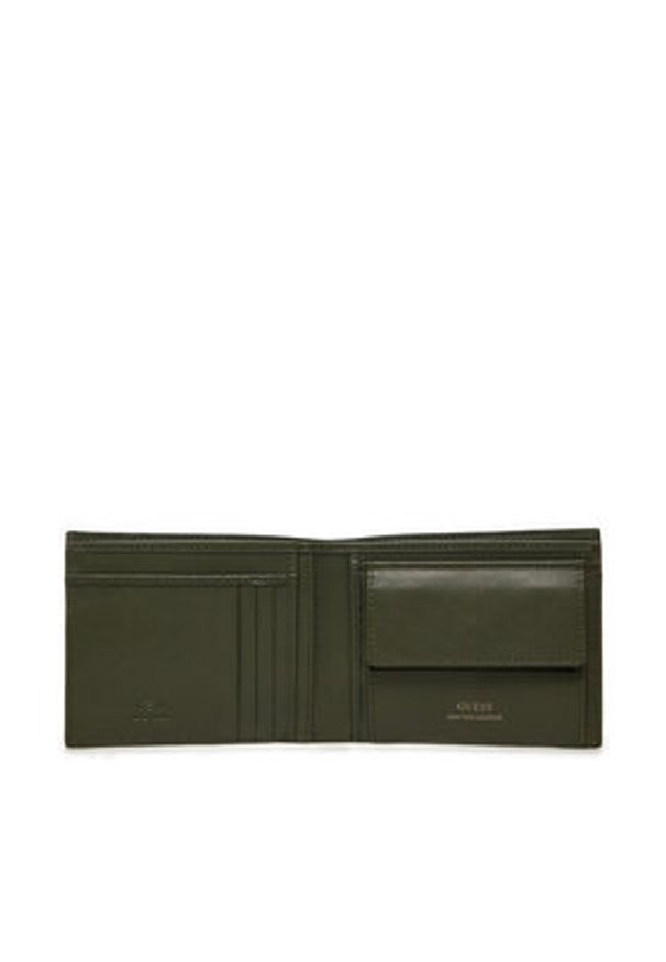 Guess Mały Portfel Męski SMMTCF LEA20 Zielony. Kolor: zielony. Materiał: skóra
