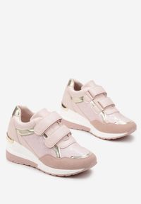 Renee - Różowe Sneakersy na Niewysokiej Koturnie na Rzepy Portha. Zapięcie: rzepy. Kolor: różowy. Obcas: na koturnie #3