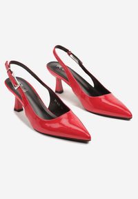 Renee - Czerwone Sandały Slingback na Kaczuszce z Lakierowanym Wykończeniem Annive. Okazja: na co dzień. Kolor: czerwony. Materiał: lakier. Obcas: na szpilce. Styl: casual, elegancki #6