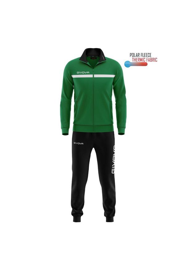 Givova One Polarfleece z zamkiem pełnym 2XS. Kolor: czarny, zielony, wielokolorowy. Materiał: polar, dresówka. Sport: fitness, piłka nożna
