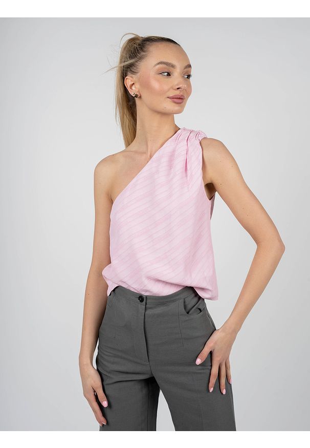 Patrizia Pepe Top | 2C1332 A050 | Kobieta | Różowy. Okazja: na co dzień. Kolor: różowy. Materiał: wiskoza. Długość rękawa: na ramiączkach. Wzór: aplikacja, nadruk. Styl: casual