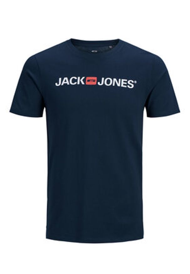 Jack & Jones - Jack&Jones T-Shirt Corp Logo 12137126 Granatowy Slim Fit. Kolor: niebieski. Materiał: bawełna