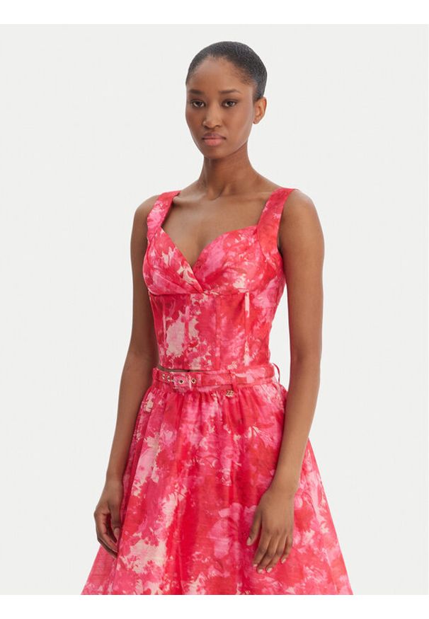 Fracomina Top FR25ST2024W775U6 Różowy Slim Fit. Kolor: różowy. Materiał: syntetyk