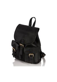 Plecak damski czarny PAOLO PERUZZI T-16-BL. Kolor: czarny. Materiał: skóra. Styl: klasyczny, elegancki, retro, vintage