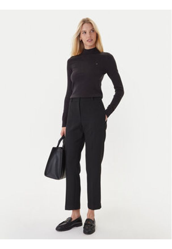 TOMMY HILFIGER - Tommy Hilfiger Spodnie materiałowe WW0WW48355 Czarny Straight Fit. Kolor: czarny. Materiał: syntetyk