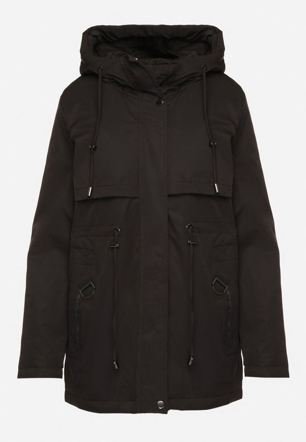 Born2be - Czarna Kurtka Parka Dwustronna Korilea. Okazja: na co dzień. Kolor: czarny. Wzór: gładki. Styl: klasyczny, casual, elegancki