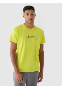 4f - 4F T-shirt regular z nadrukiem męski - zielony L. Okazja: na co dzień. Kolor: zielony. Materiał: jersey, dzianina, bawełna. Długość rękawa: krótki rękaw. Długość: krótkie. Wzór: nadruk. Styl: casual, sportowy, klasyczny #2
