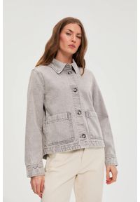 MOODO - Jeansowa kurtka szara. Kolor: szary. Materiał: jeans #1
