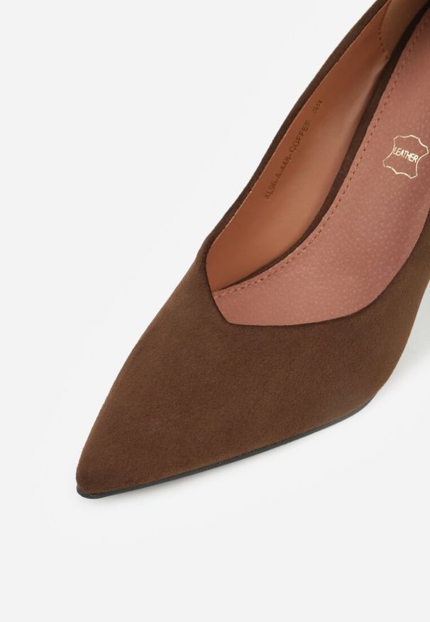 Renee - Brązowe Klasyczne Szpilki Vices z Wkładką ze Skóry Naturalnej Alondie. Okazja: na wesele, do pracy, na spotkanie biznesowe, na ślub cywilny. Kolor: brązowy. Materiał: skóra. Obcas: na szpilce. Styl: klasyczny. Wysokość obcasa: średni