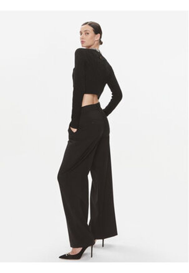 Elisabetta Franchi Sweter MK-15B-37E2-V460 Czarny Slim Fit. Kolor: czarny. Materiał: wełna