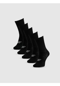 4f - 4F Skarpetki długie (5-pack) dziewczęce - czarne 35-37. Kolor: czarny. Materiał: materiał #1