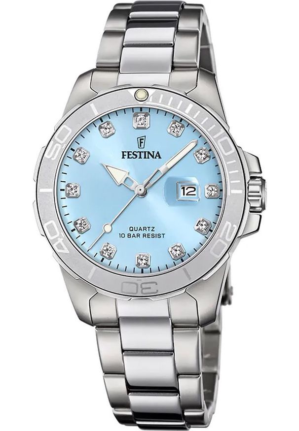 Zegarek Festina Zegarek damski Festina F20503-5 CYRKONIE srebrny. Kolor: srebrny