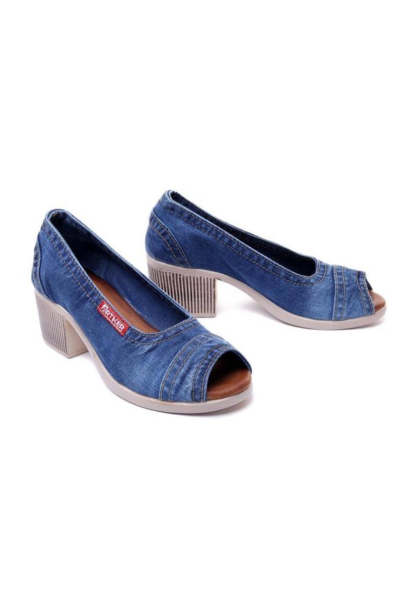 Artiker Relaks - ARTIKER RELAKS 46C0217 jeans, czółenka damskie. Kolor: niebieski. Materiał: jeans. Szerokość cholewki: normalna. Obcas: na obcasie. Wysokość obcasa: średni