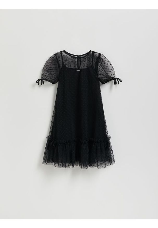Reserved - Sukienka w groszki - czarny. Kolor: czarny. Wzór: grochy
