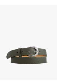 Ryłko - Oliwkowy pasek ze skóry licowej. Kolor: oliwkowy. Materiał: skóra #1