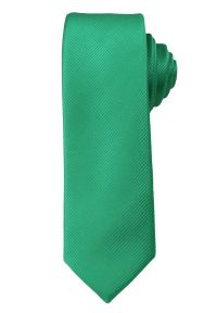Krawat Męski, ŚLEDŹ (Wąski) w Delikatny Prążek - 5 cm - Angelo di Monti, Zielony. Kolor: zielony. Wzór: prążki #1