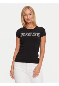 Guess T-Shirt V4BI16 KCIV1 Czarny Regular Fit. Kolor: czarny. Materiał: bawełna