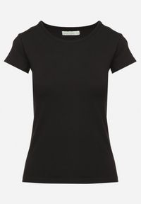 Born2be - Czarny Klasyczny Bawełniany T-shirt Zeiola. Okazja: na co dzień. Kolor: czarny. Materiał: bawełna. Styl: klasyczny #5