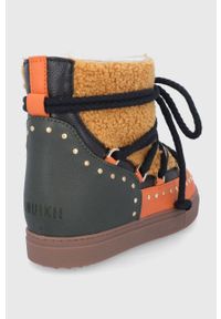 Inuikii Śniegowce skórzane kolor pomarańczowy. Nosek buta: okrągły. Zapięcie: sznurówki. Kolor: pomarańczowy. Materiał: skóra. Obcas: na koturnie
