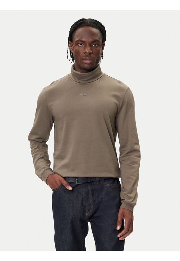 Hugo - HUGO Golf Daporollo 50547372 Beżowy Regular Fit. Typ kołnierza: golf. Kolor: beżowy. Materiał: bawełna