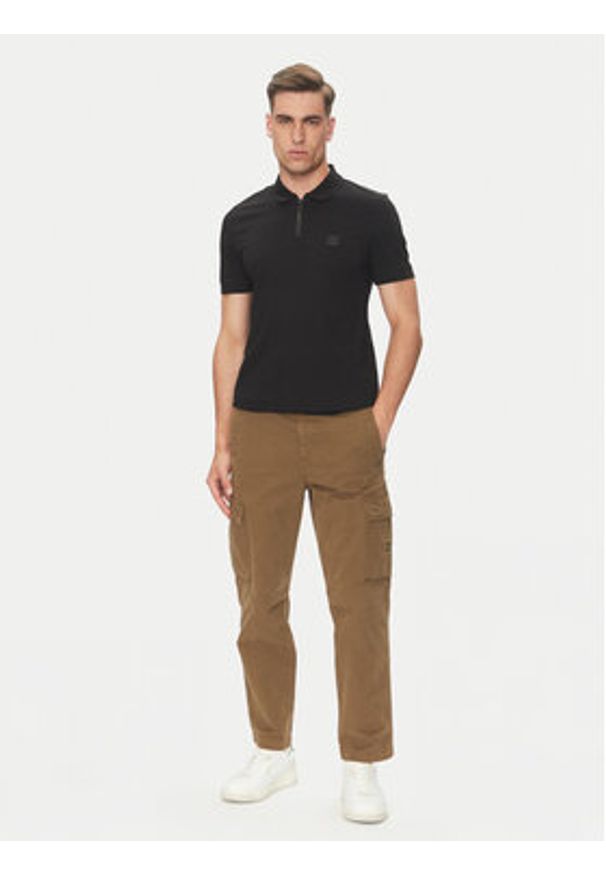 BOSS Polo Passerzip 50537507 Czarny Slim Fit. Typ kołnierza: polo. Kolor: czarny. Materiał: bawełna