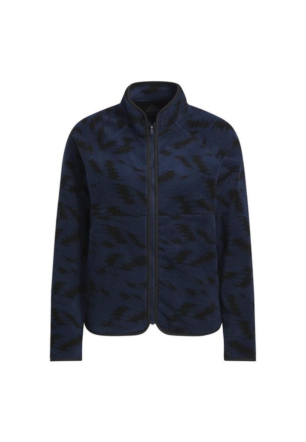 Adidas - Bluza Ultimate365 Printed Fleece. Typ kołnierza: golf. Kolor: niebieski. Materiał: polar, materiał. Sport: golf